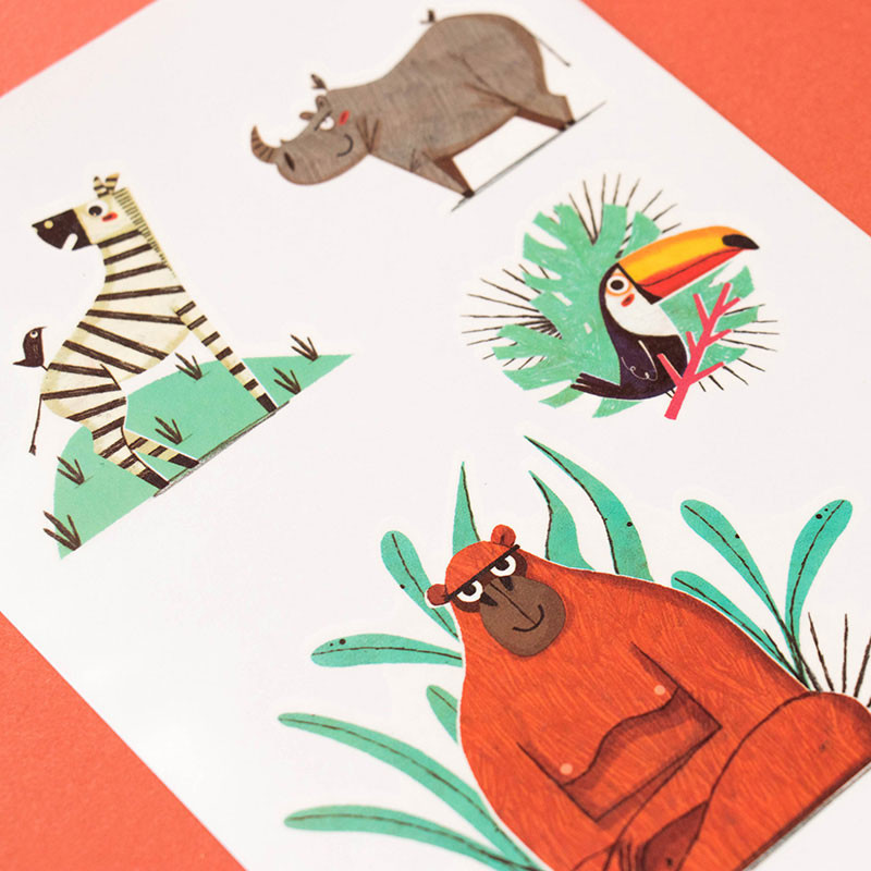 10 calcomanies d'animals de la jungla